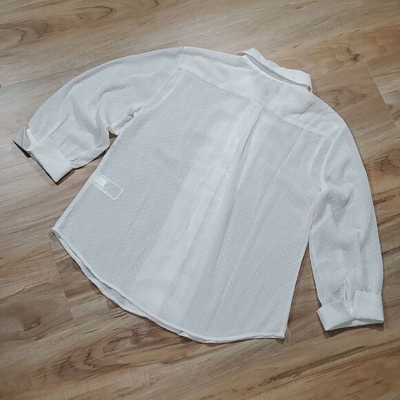 🔥NWT Banana Republic Cream Swiss Dotted Long Sleeve Top Small - Picture 3 of 11
